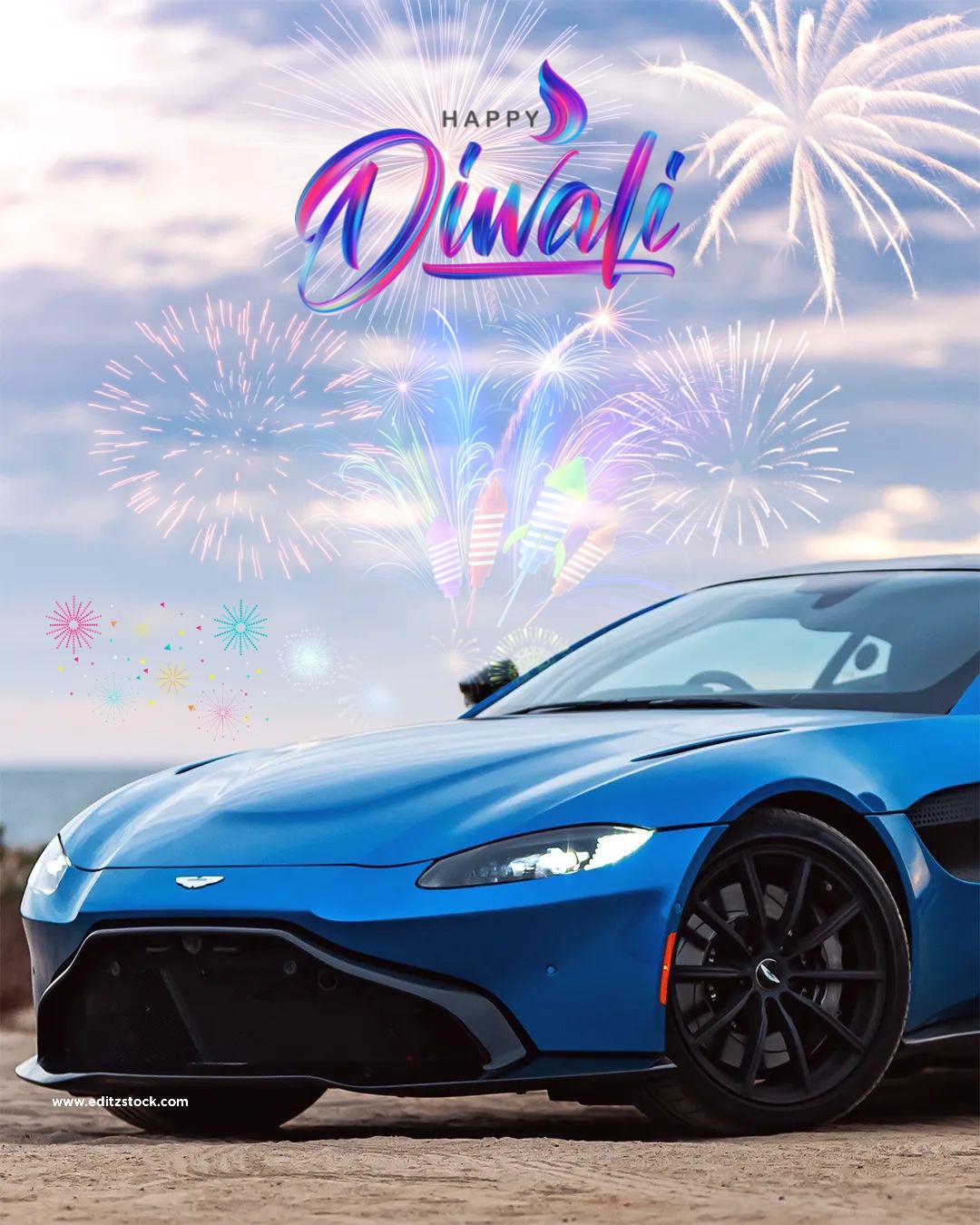 Diwali Background with Car Cb Editibg Download