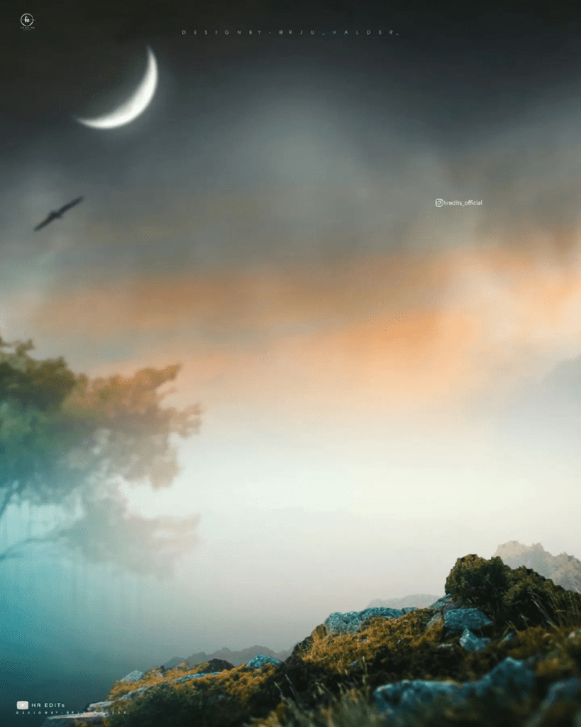 Night moon editing background