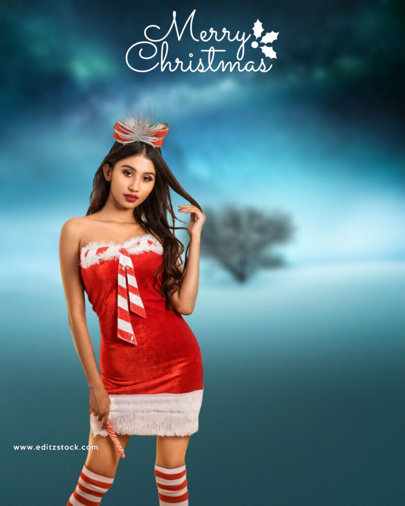 Lady santa claus christmas editing background