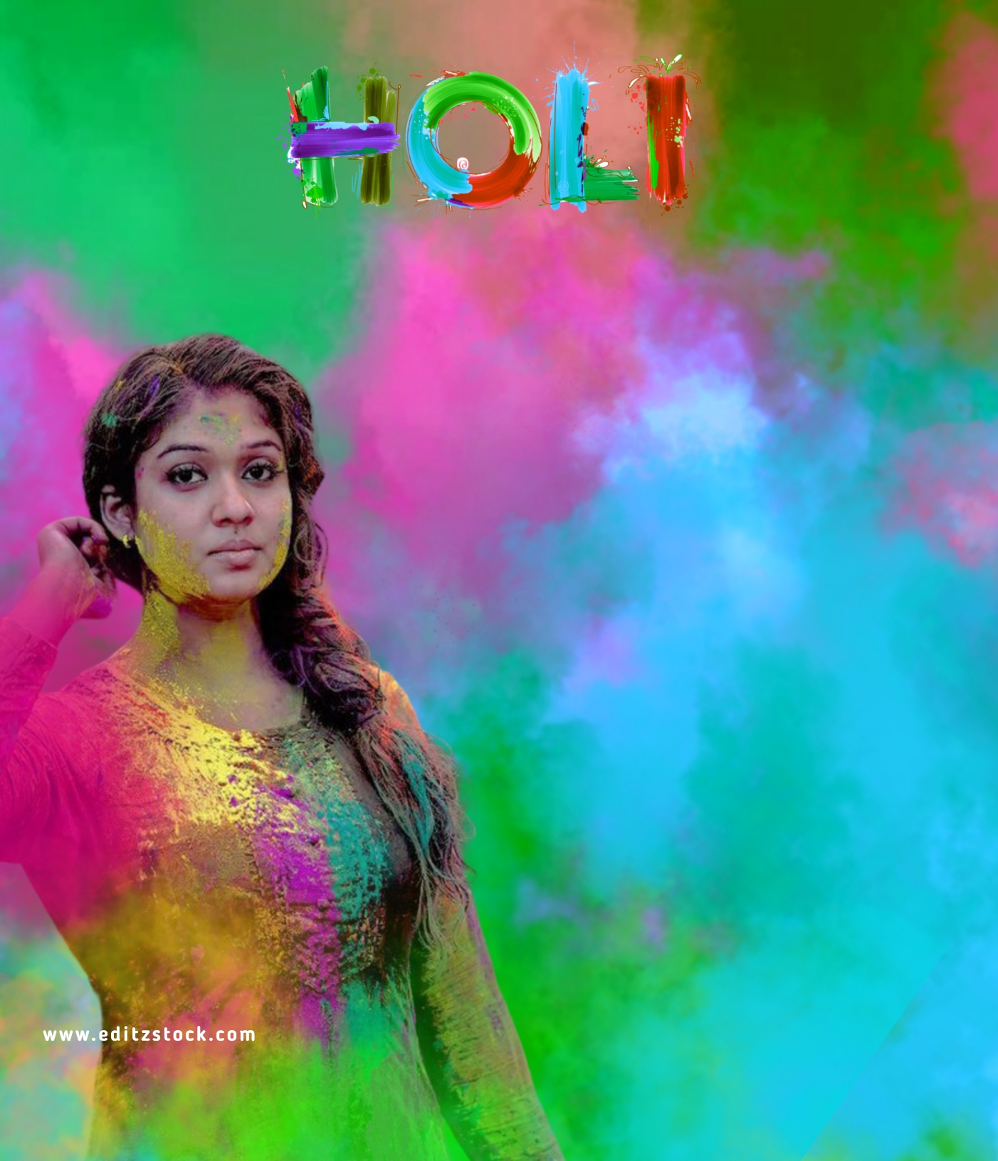 Holi Background girl For Photo Editing