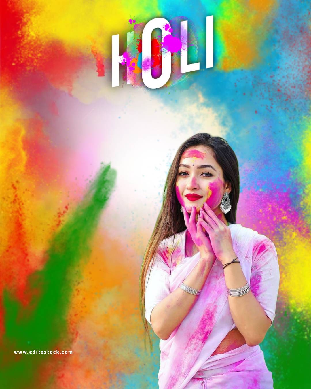 Happy Holi Girl Full hd Cb Background Images