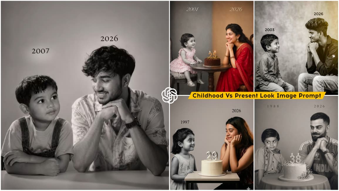 Childhood Vs Present Look Ai Photo Editing Prompts