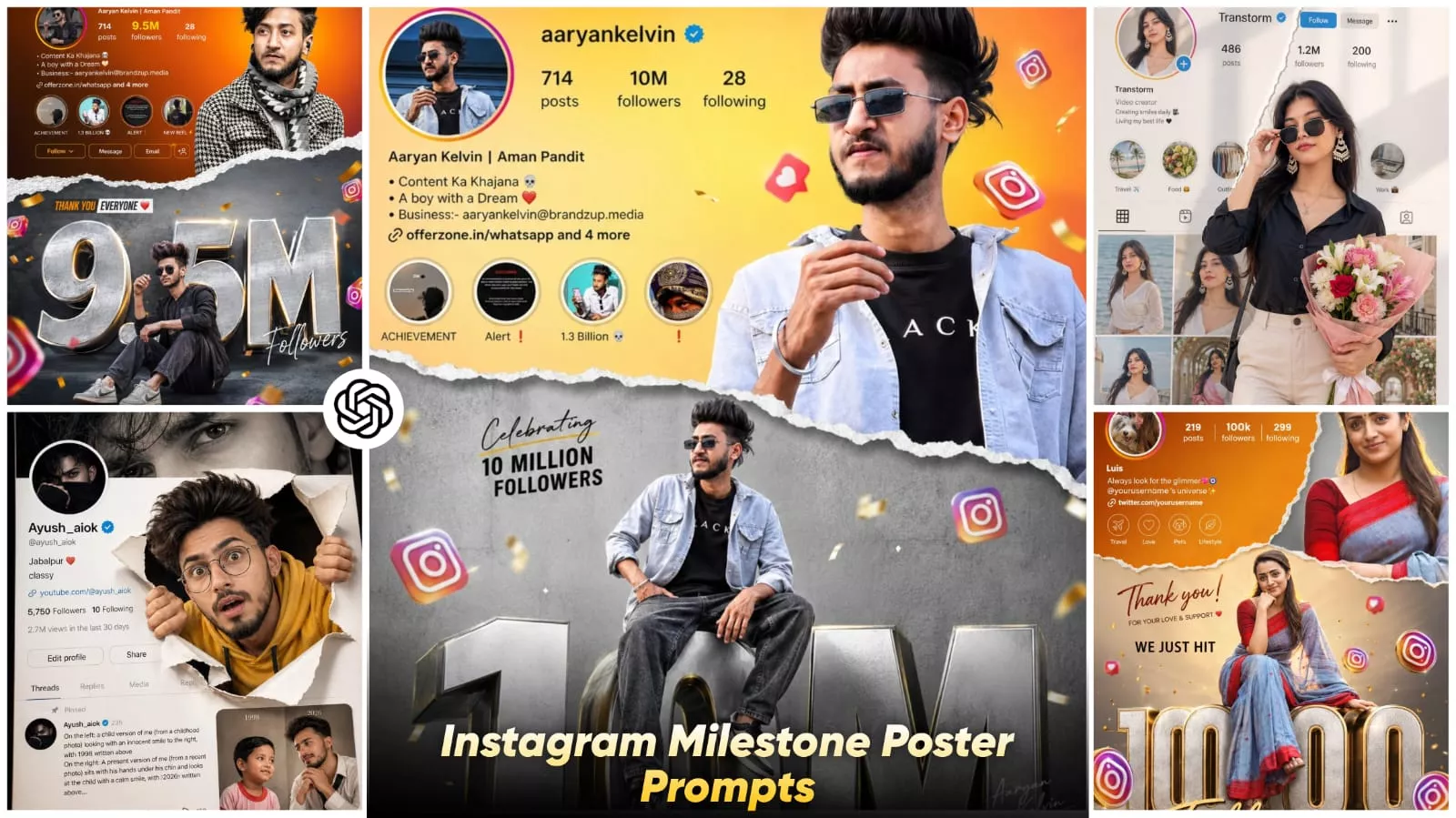 Instagram Milestone Profile Poster Ai Photo Editing Prompts Chatgpt