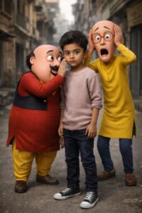 Boys With Motu Patlu Ai Photo Editing Prompt